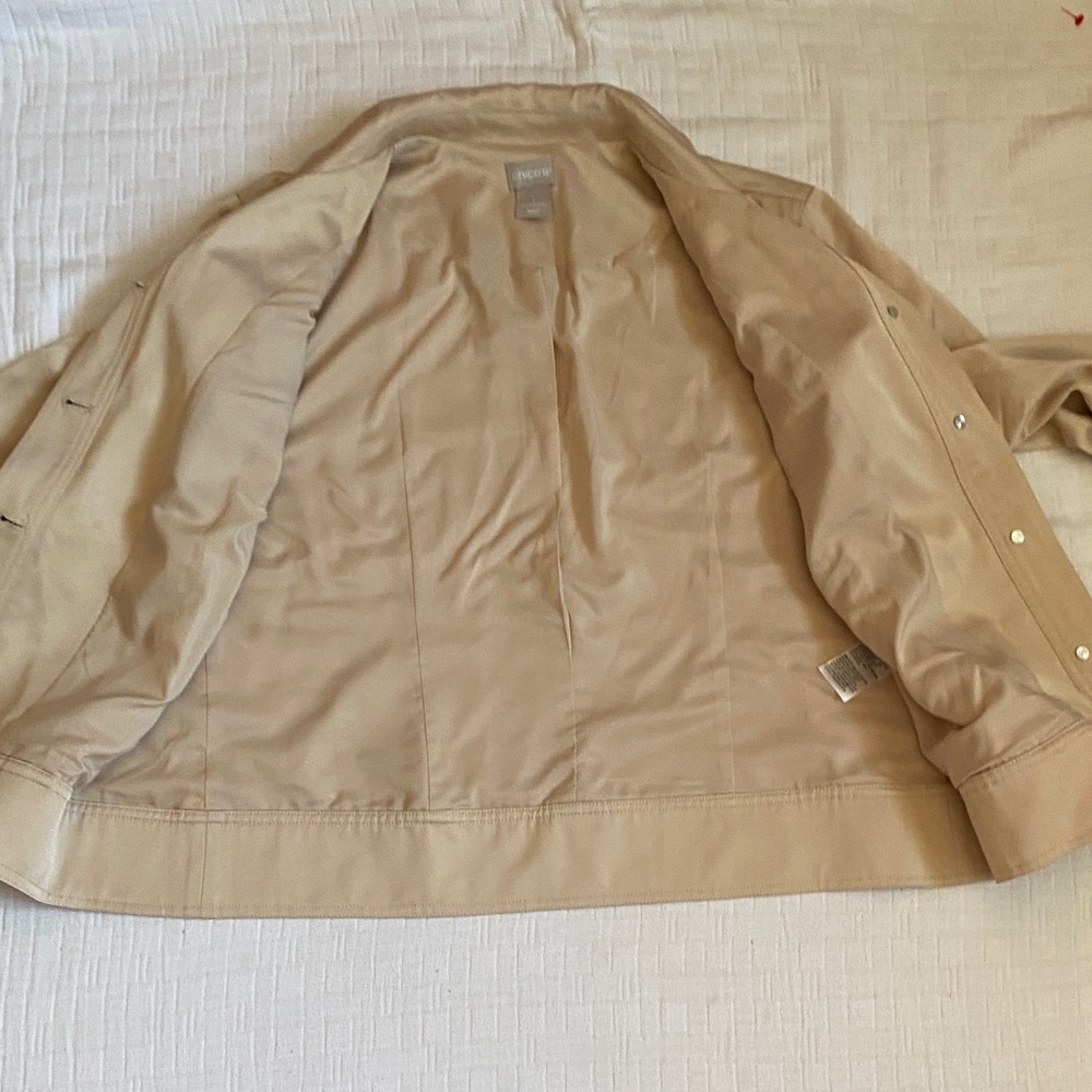 CHICO’S Cream Button-Front Lightweight Jacket - Picture 8 of 10